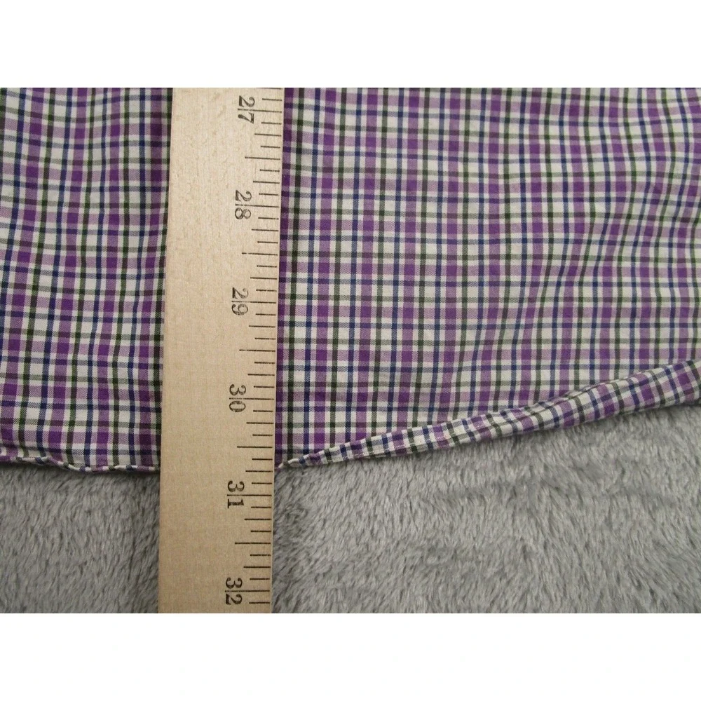 Ralph Lauren Shirt Mens 17.5 Purple Checked Custom Fit Business Casual Preppy‎